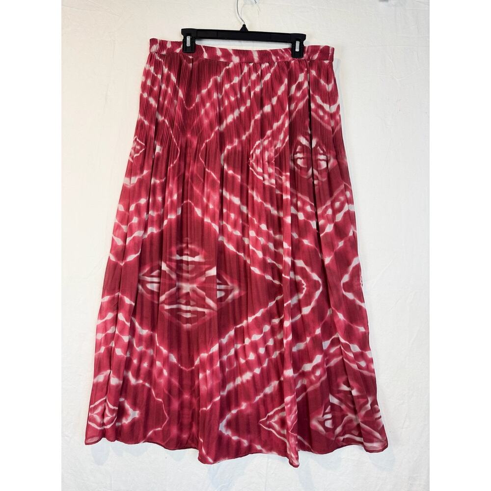 Chico's Maxi Skirt Tie Dye Pleated Lined Flowy Red NWT Womens 2.5‎ US XL Spring